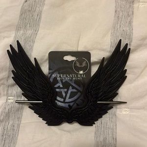Supernatural Black angel wing hair pin hair bun pin new